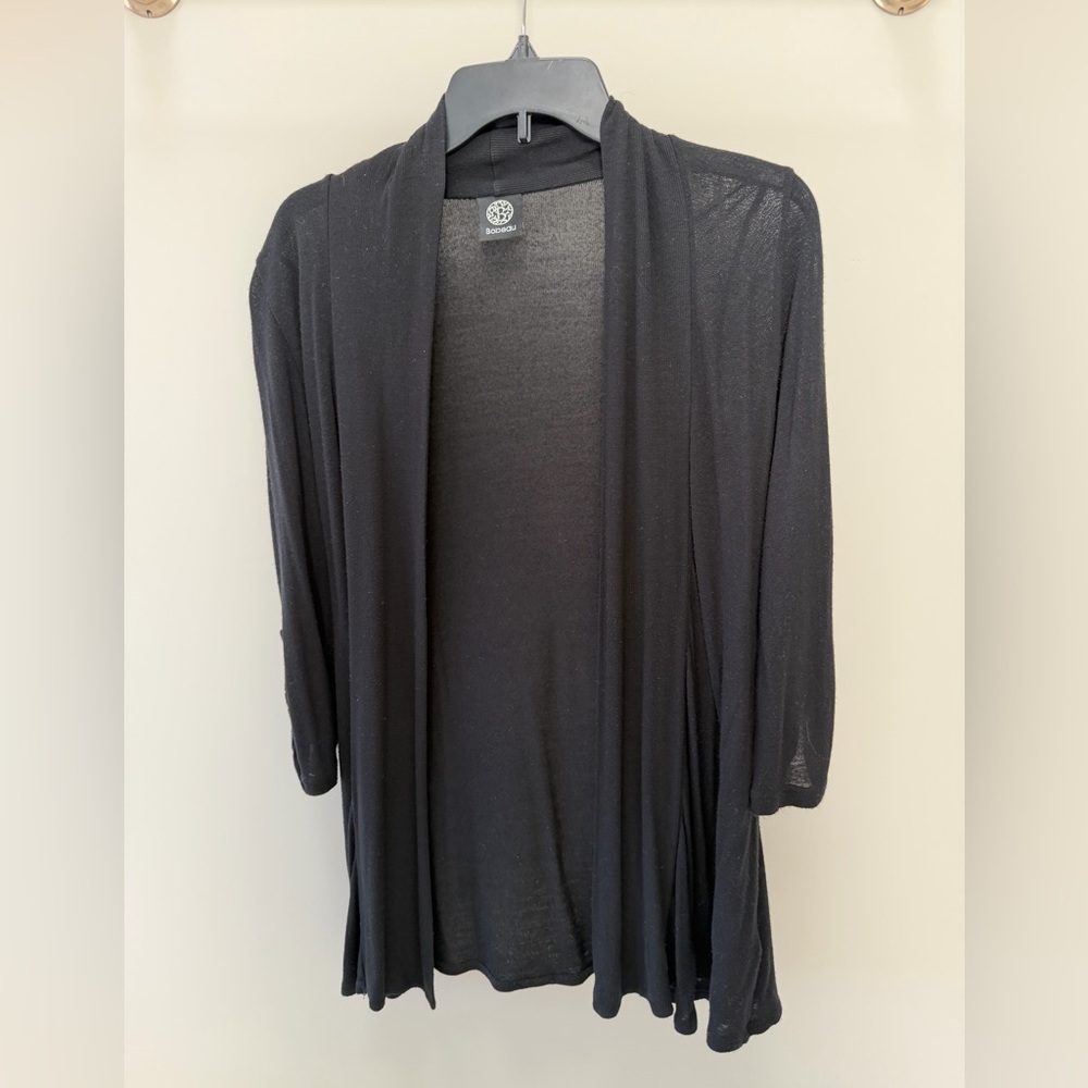 Bobeau Black Lightweight long Cardigan 3/4 Sleeve size small